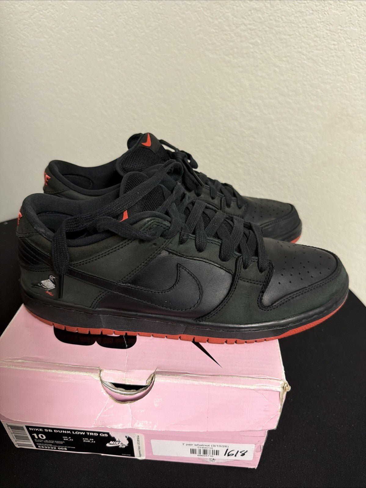Nike SB Dunk Low TRD QS Staple Pigeon Black Sneakers 883232-008 Size 10 Men’s