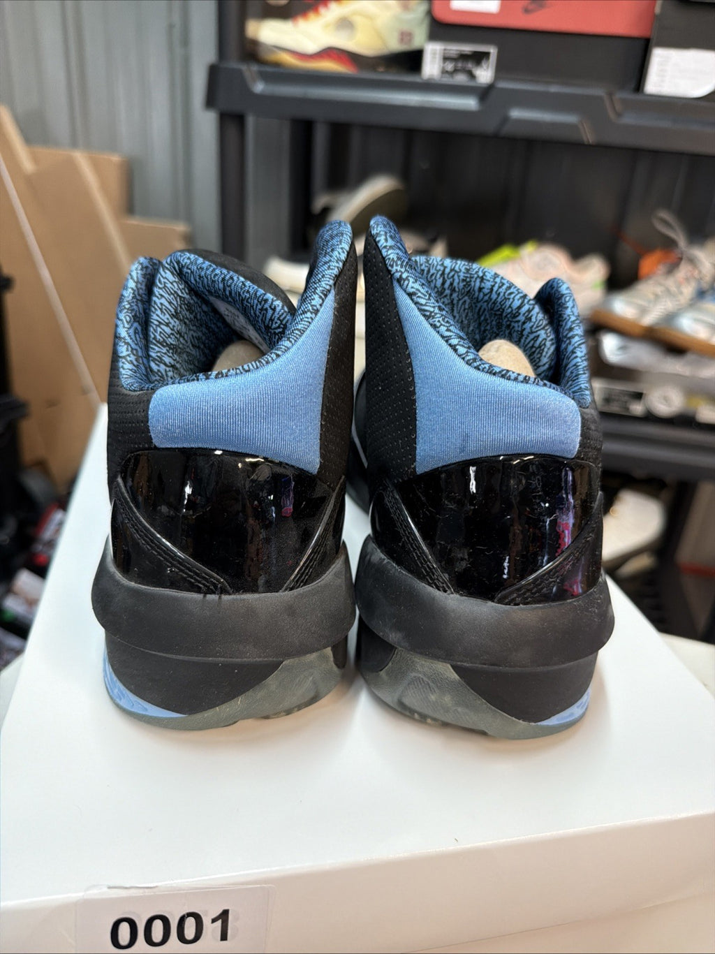 Air Jordan 2010 Black Uni Blue Leather Athletic Shoes Size 12 Men's 387358-003