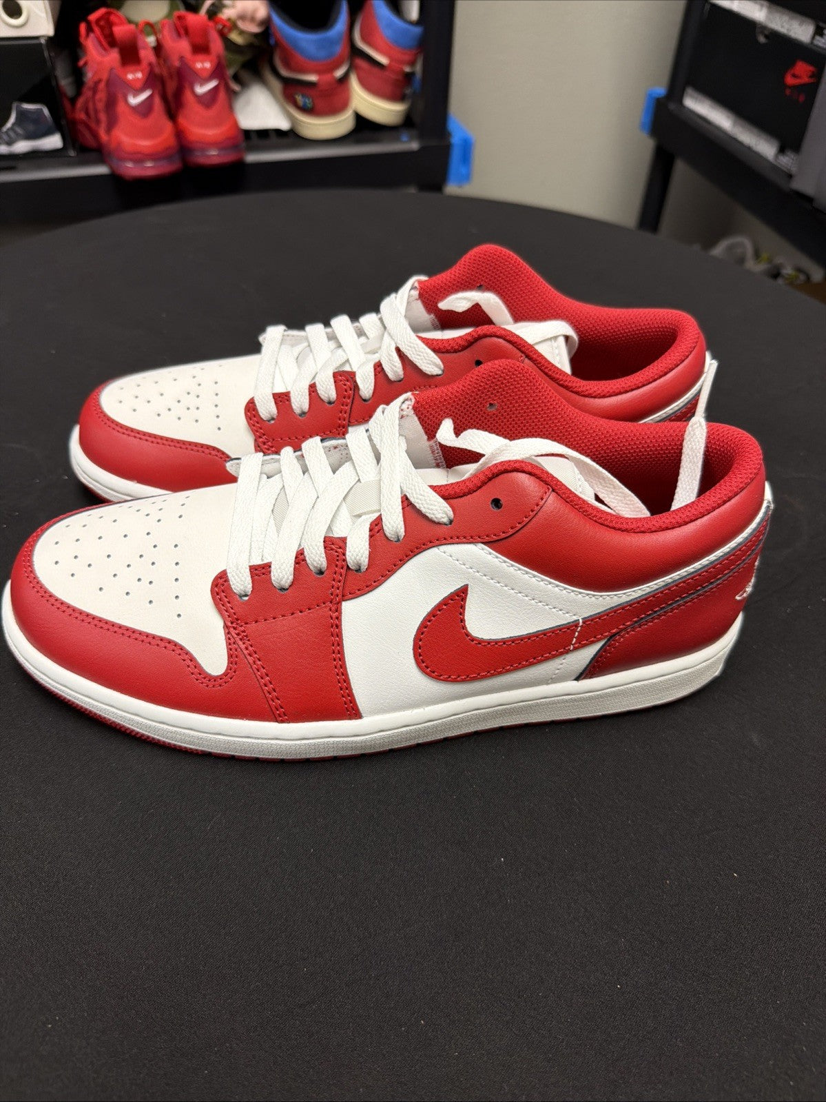 Nike Air Jordan 1 Low Shoes Summit White Varsity Red 553558-166 Men's Size 10.5