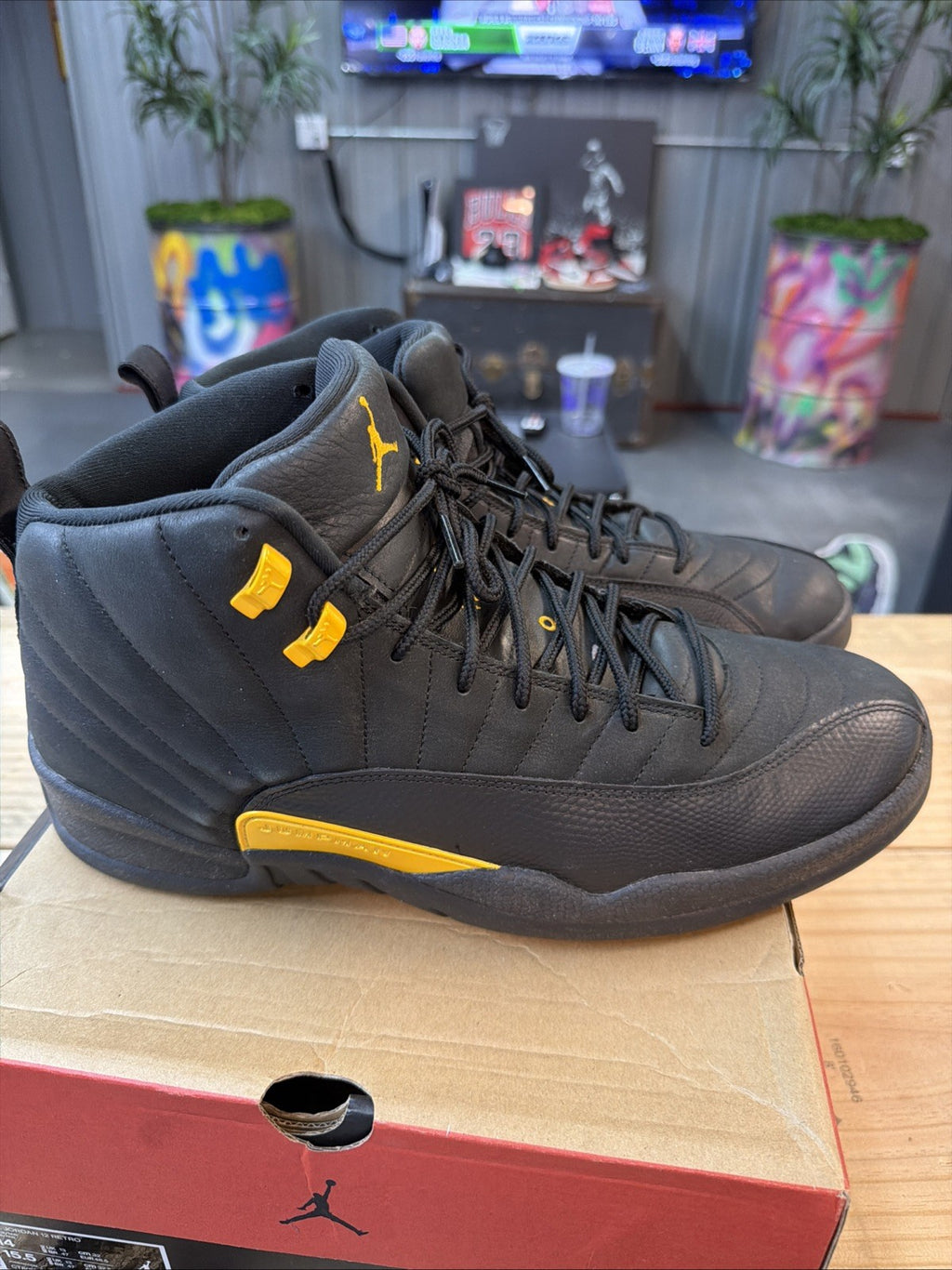 Size 14 - Jordan 12 Retro Mid Black Taxi