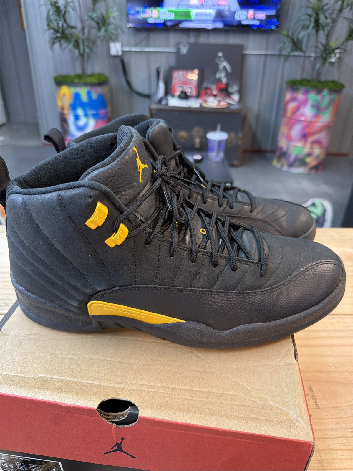 Size 14 - Jordan 12 Retro Mid Black Taxi