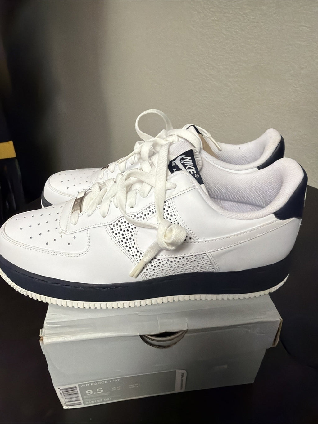 Nike Air Force 1 '07 'White Obsidian' White Navy Size 9.5 315122-991 2008