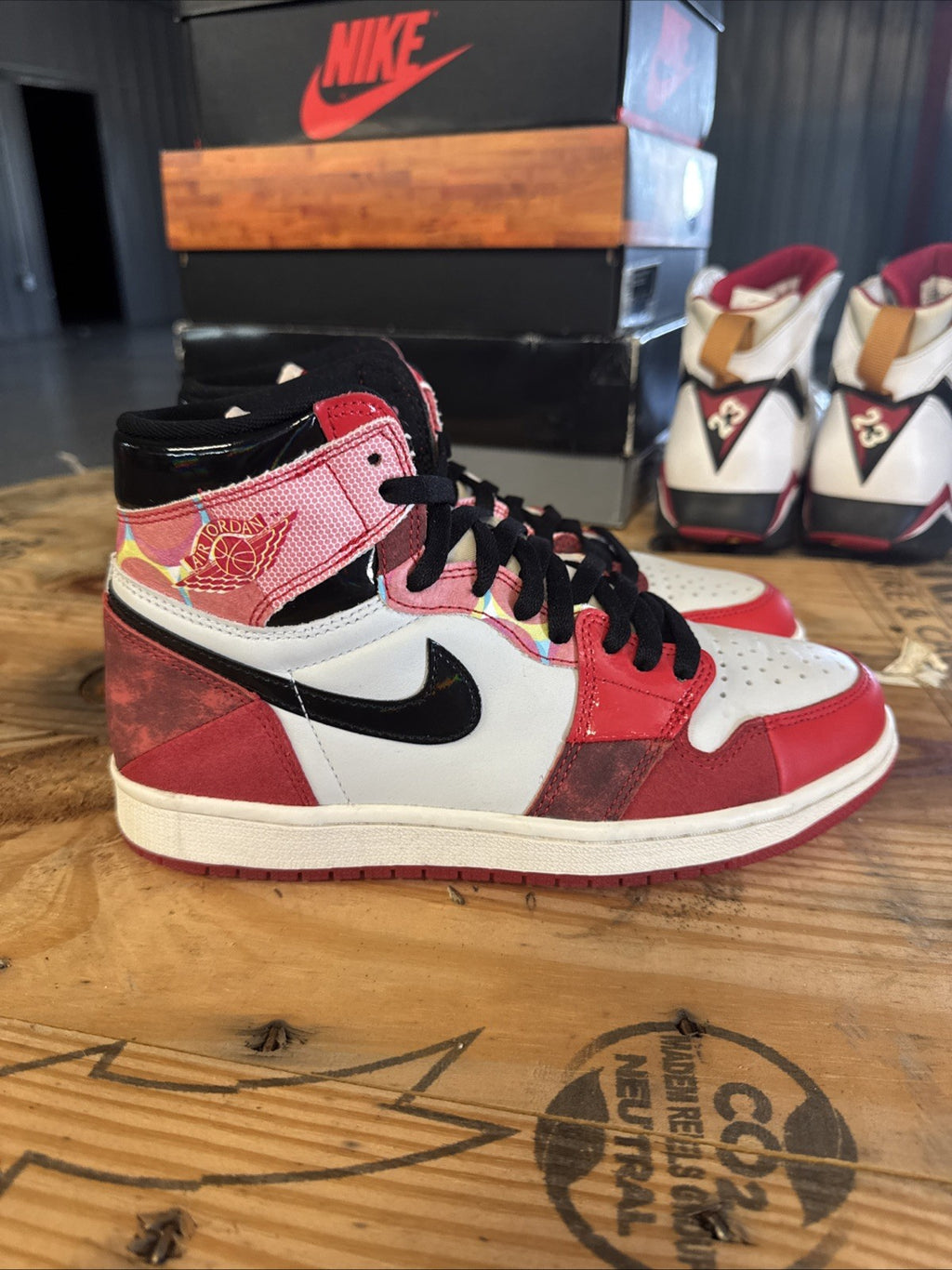 Size 7.5 - Jordan 1 Retro OG Spiderverse | Replacement Box - Worn Once