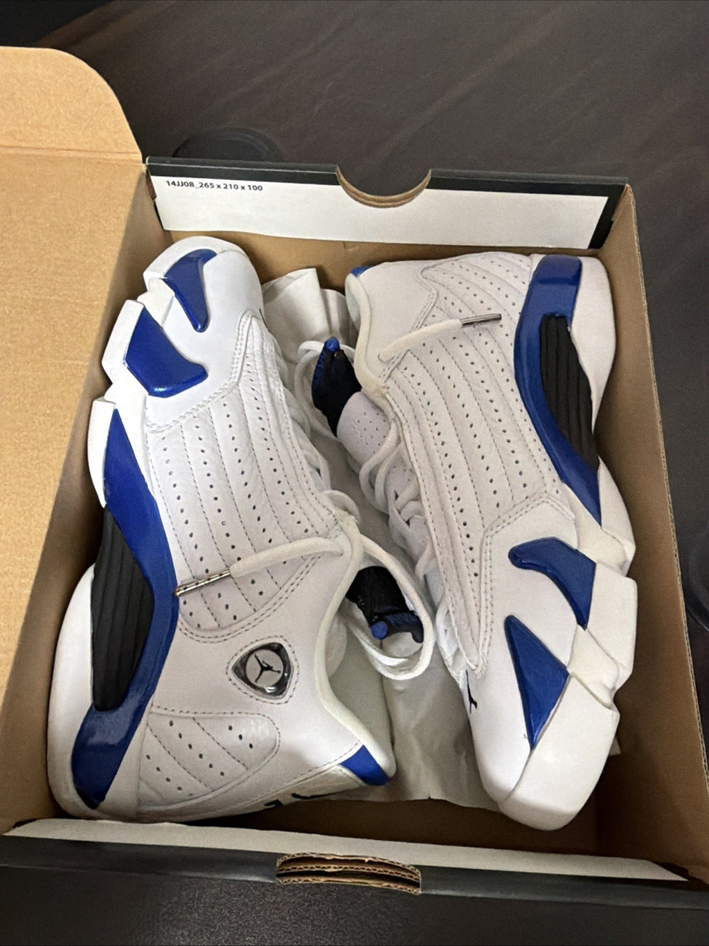 Jordan 14 Retro White Hyper Royal (GS) Childrens 5Y Womens 6.5 W/OG BOX EUC