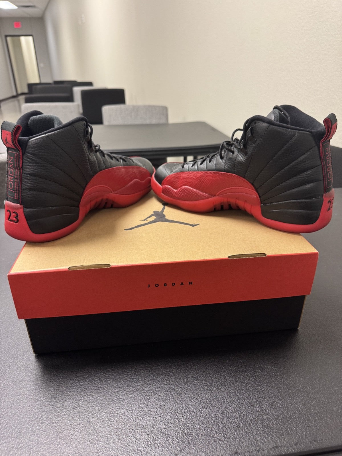 Jordan Air Jordan 12 Flu Game Black Red High Top Men's Basketball Sneakers
