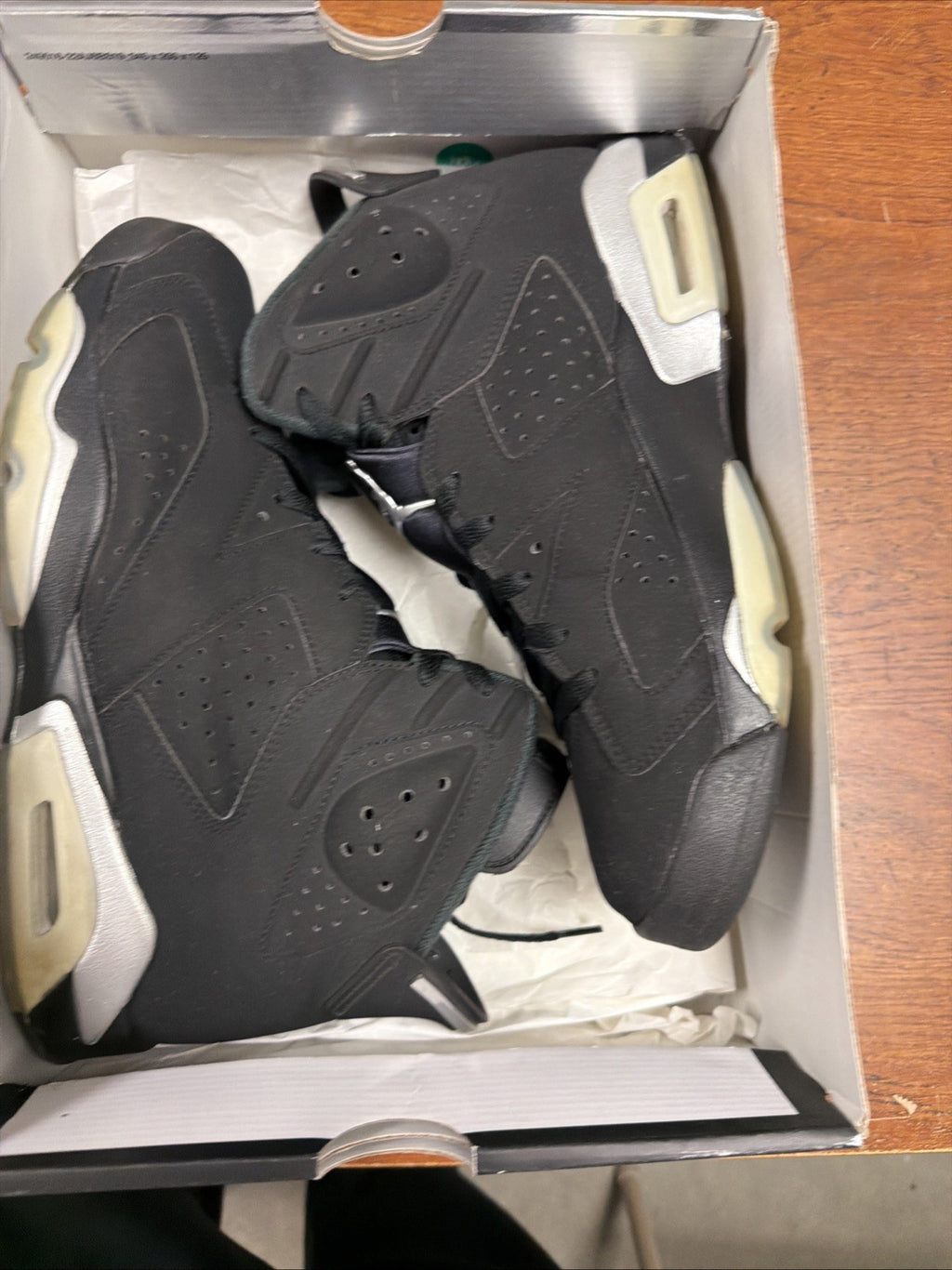 Size 10.5 Nike Air Jordan 6 Retro Chrome Black Silver Lightly Used DX2836-001