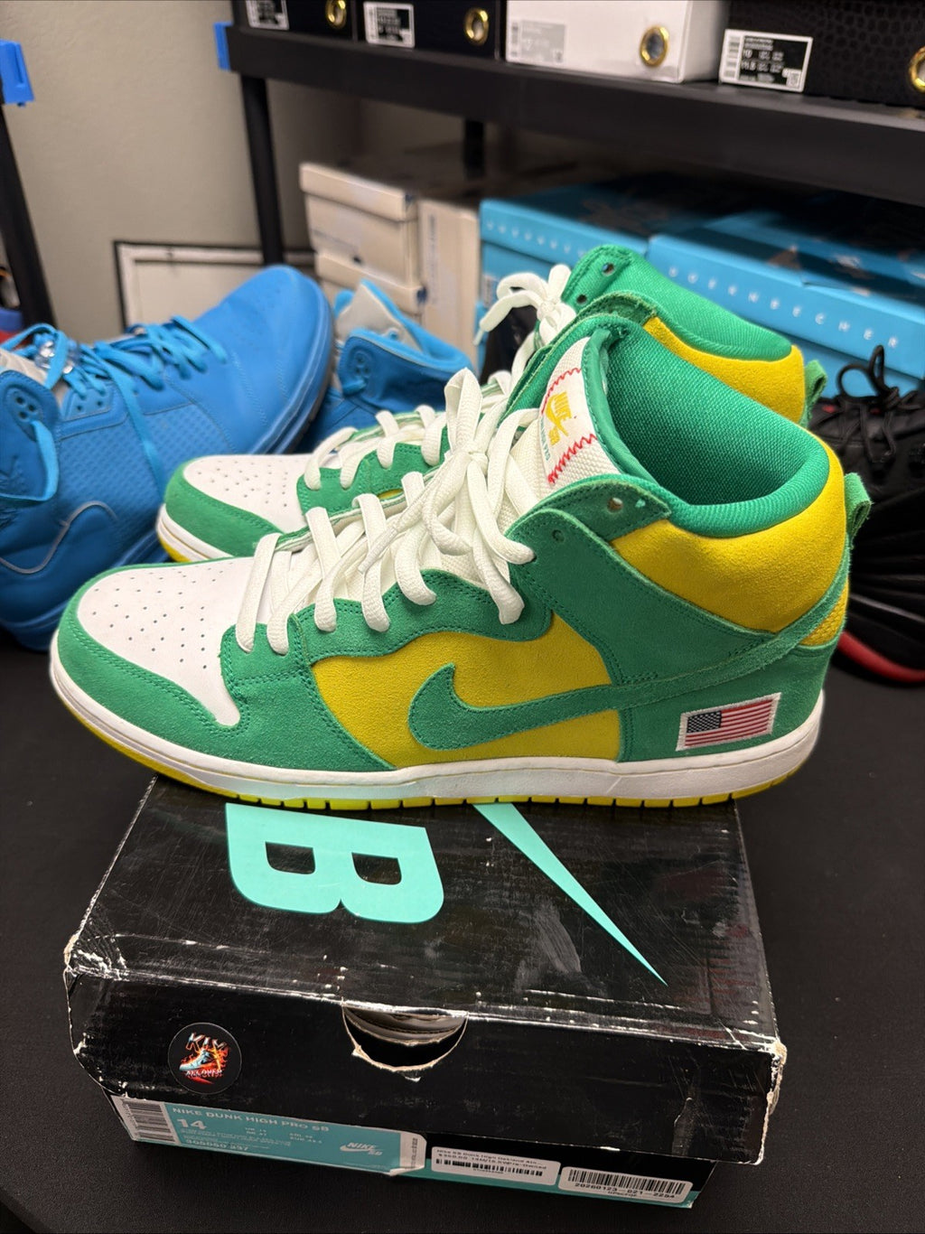 Size 14 - Nike SB Dunk High Pro SB Oakland Athletics 305050-337 Preowned