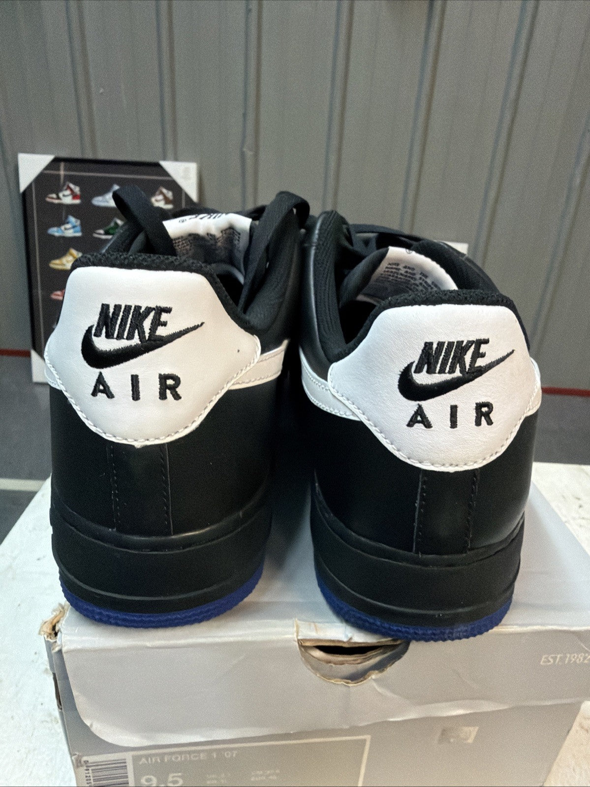 Nike Air Force 1 '07 Rare "Black Old Royal" (2008) Mens 9.5 EUC