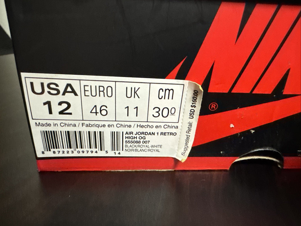 Air Jordan 1 Royal 2017 Retro High OG Size 12