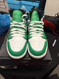 Nike Air Jordan 1 Mid Mens Size 12 Green White Athletic Leather Shoes Sneakers