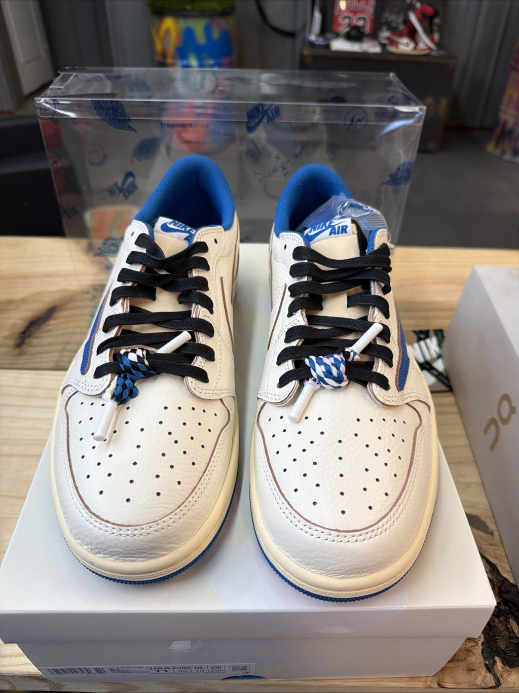 Jordan 1 Retro Low OG SP Fragment x Travis Scott Sail Military Blue Size 11