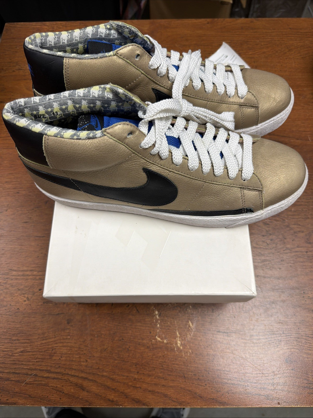 Nike Mens Blazer High Premium 316397-901 Gold Shoes Sneakers Size 13