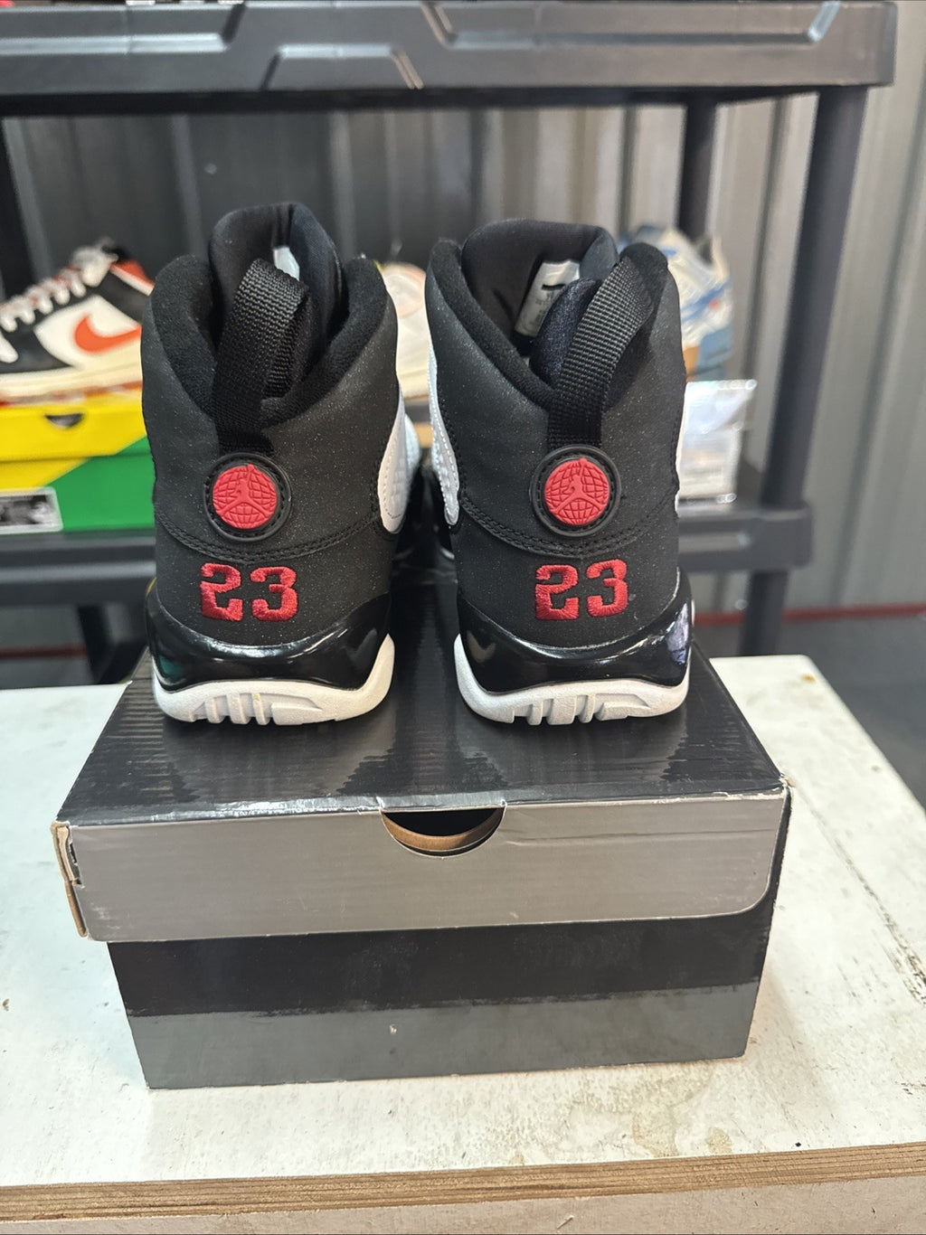 Retro 9 Jordans white black size 7y