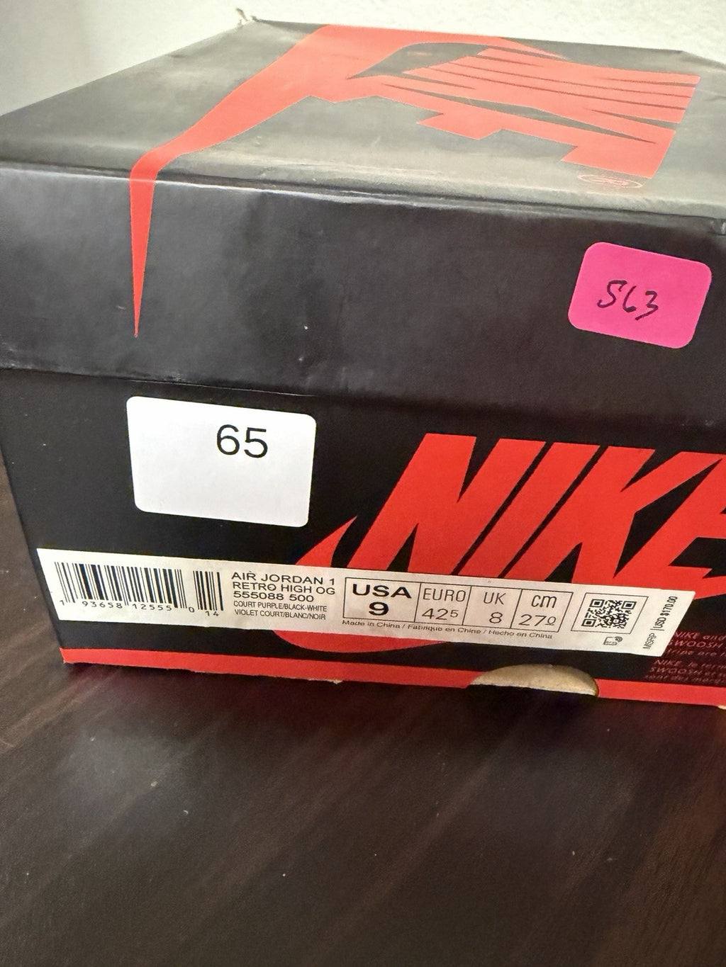 Size 9 - Air Jordan 1 Retro OG High Court Purple