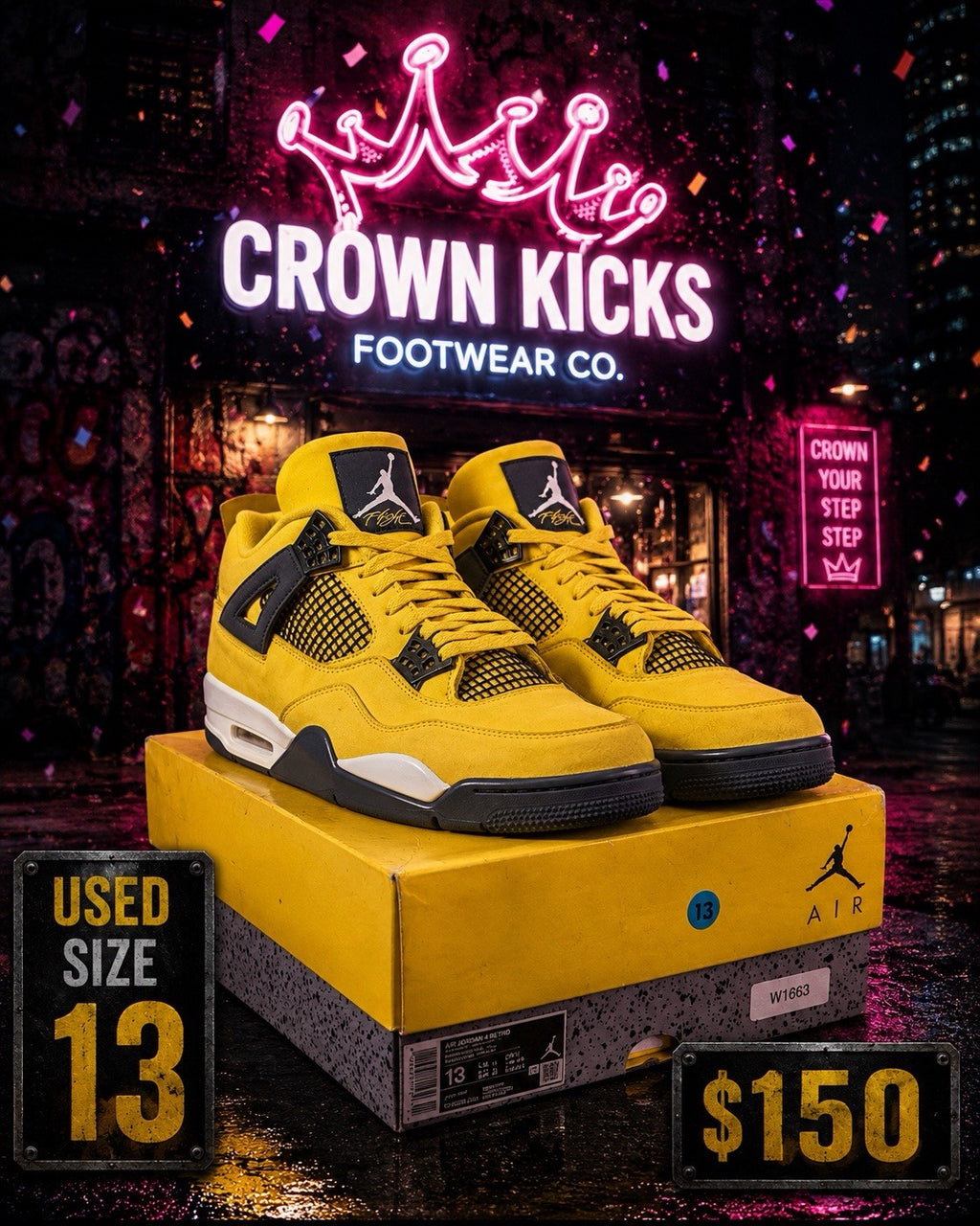 Jordan Air Jordan 4 Retro Lightning 2021 Yellow CT8527-700 Men’s 13 Sneakers