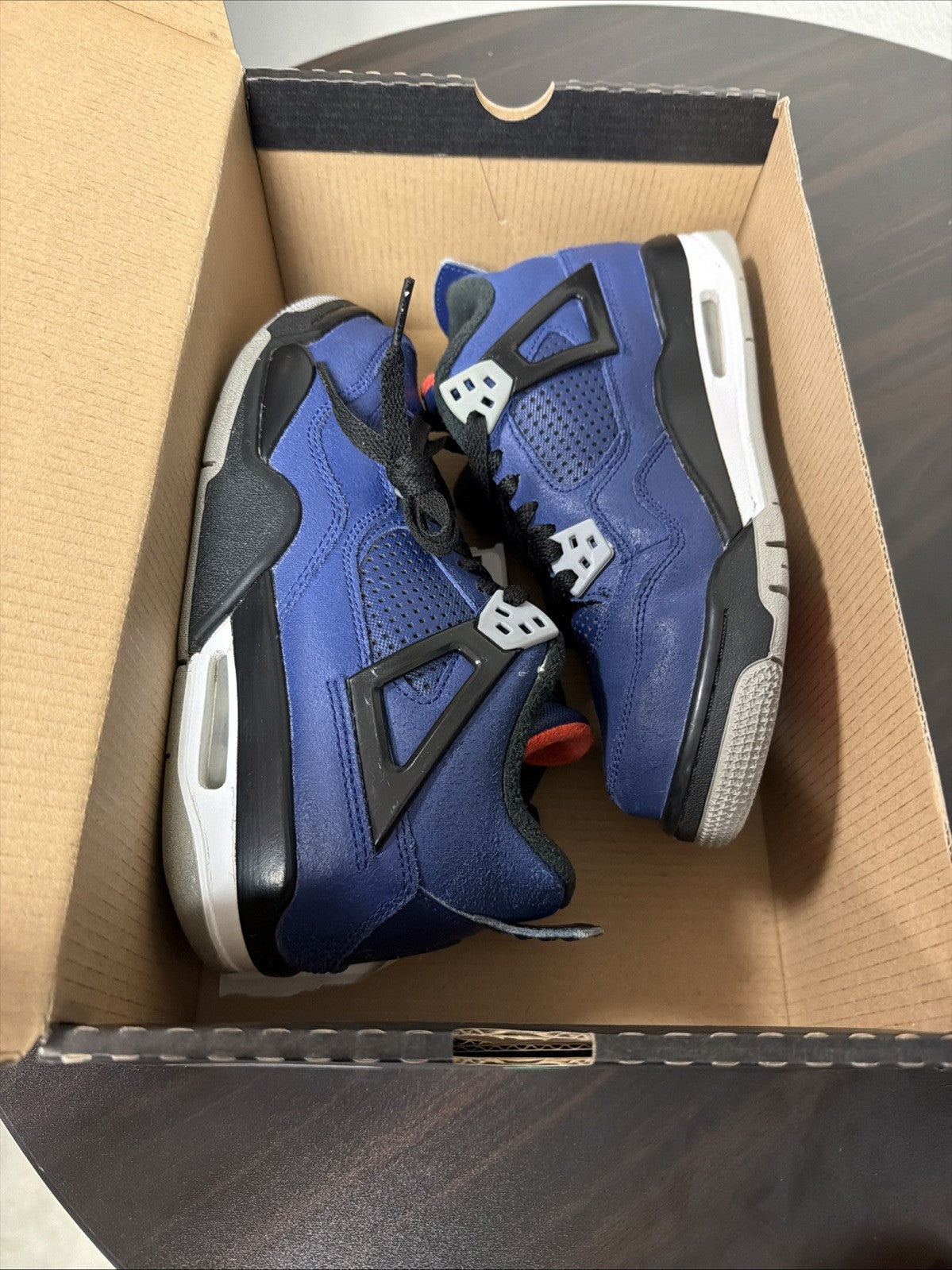 Nike Air Jordan 4 Retro Winter GS Loyal Blue CQ9745-401 Size 5.5Y Black Cat IV I