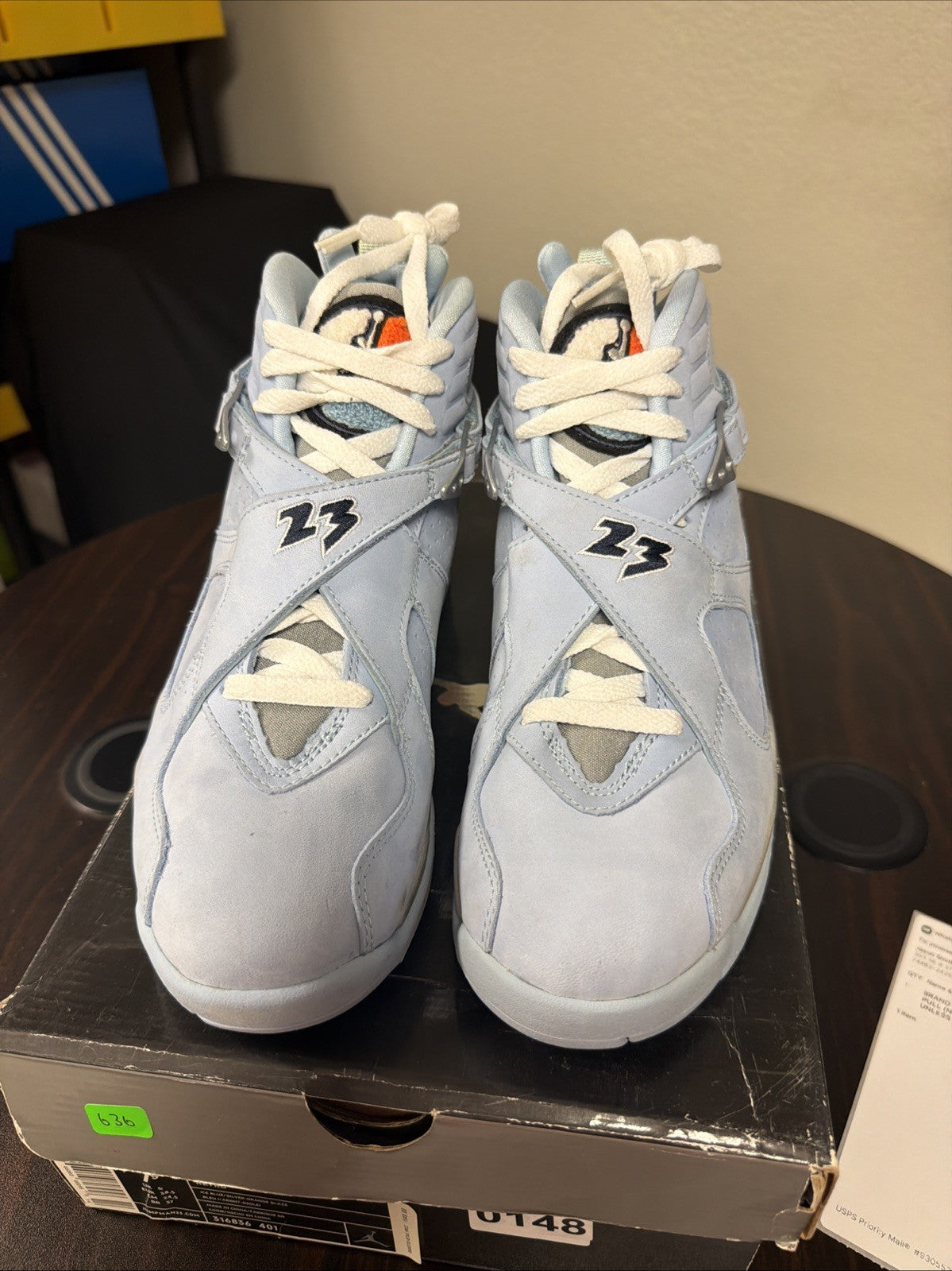 Size 7.5 Women’s - W Air Jordan 8 Retro Ice Blue Silver Orange Blaze 316836-401