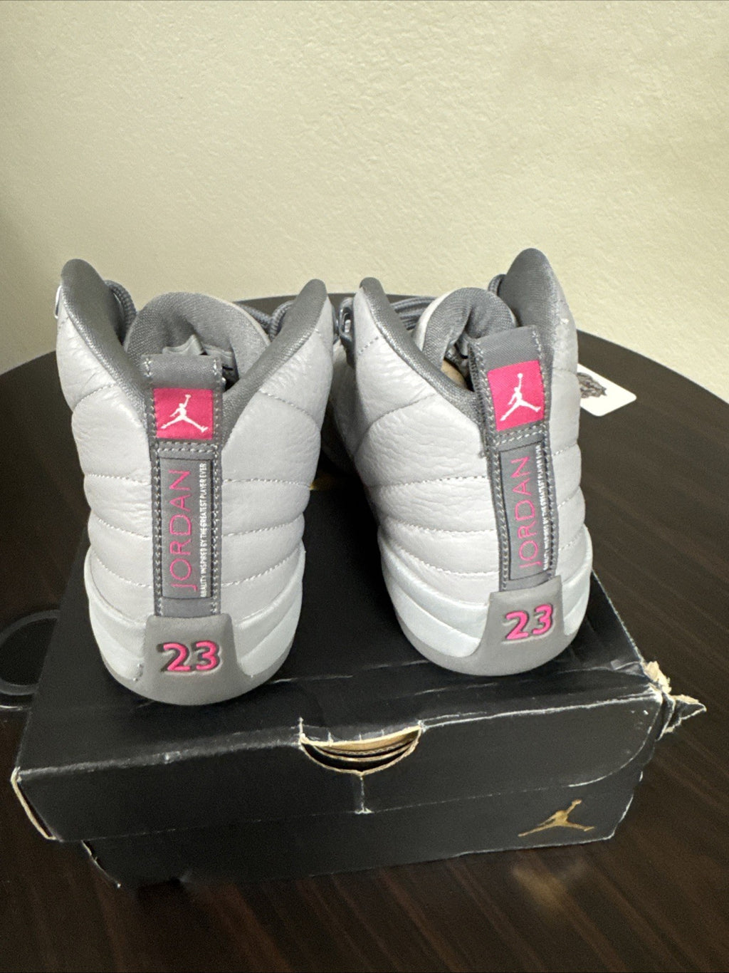 Size 5Y - Nike Air Jordan 12 Retro GG Wolf Grey/Vivid Pink Shoes