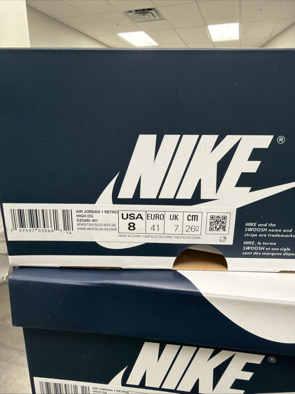Nike Air Jordan 1 Retro High OG Midnight Navy Black White DZ5485-401 Size 8
