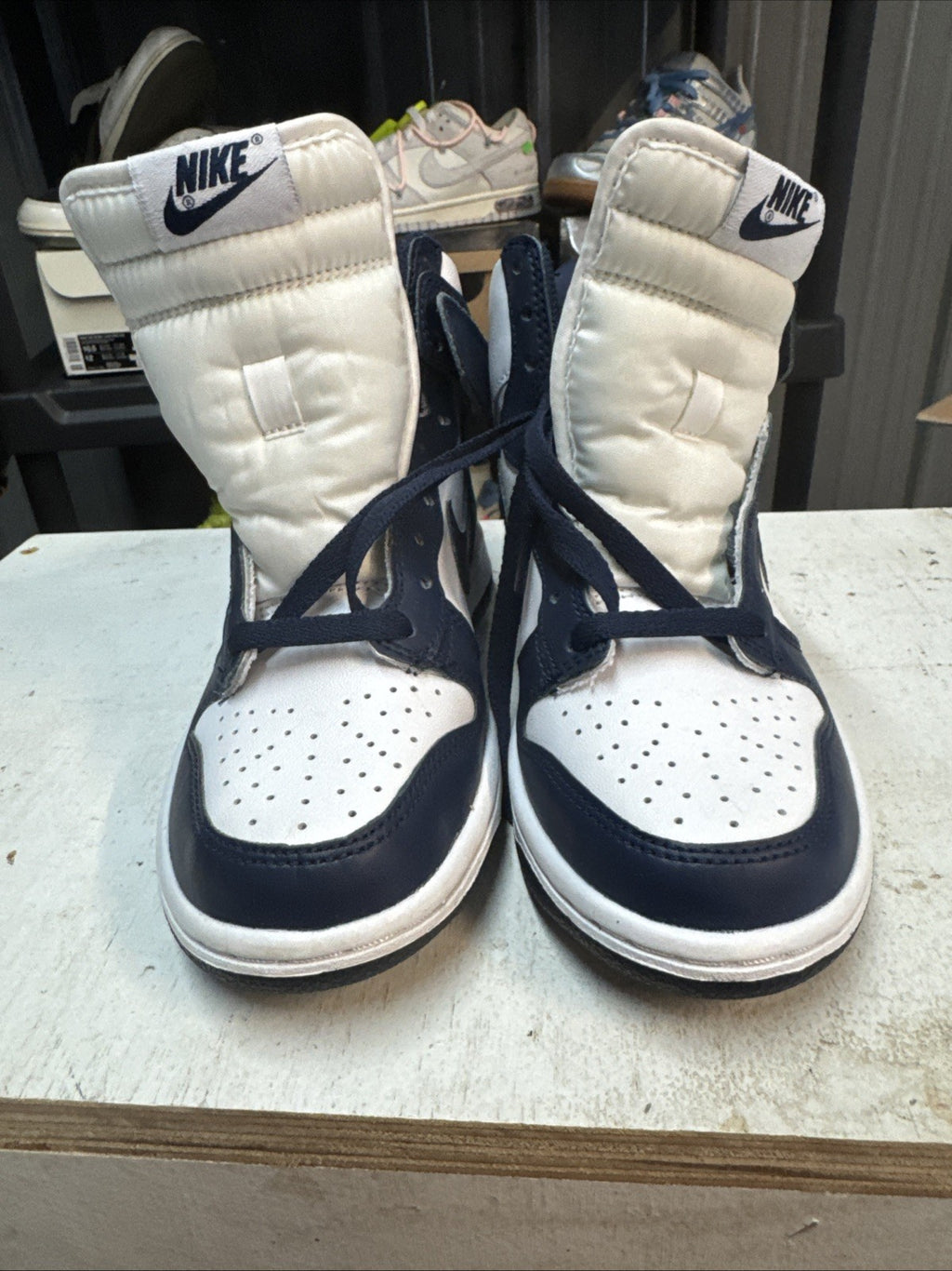 Size 4Y - Nike Dunk High White/Midnight Navy | Replacement Box - Worn Once