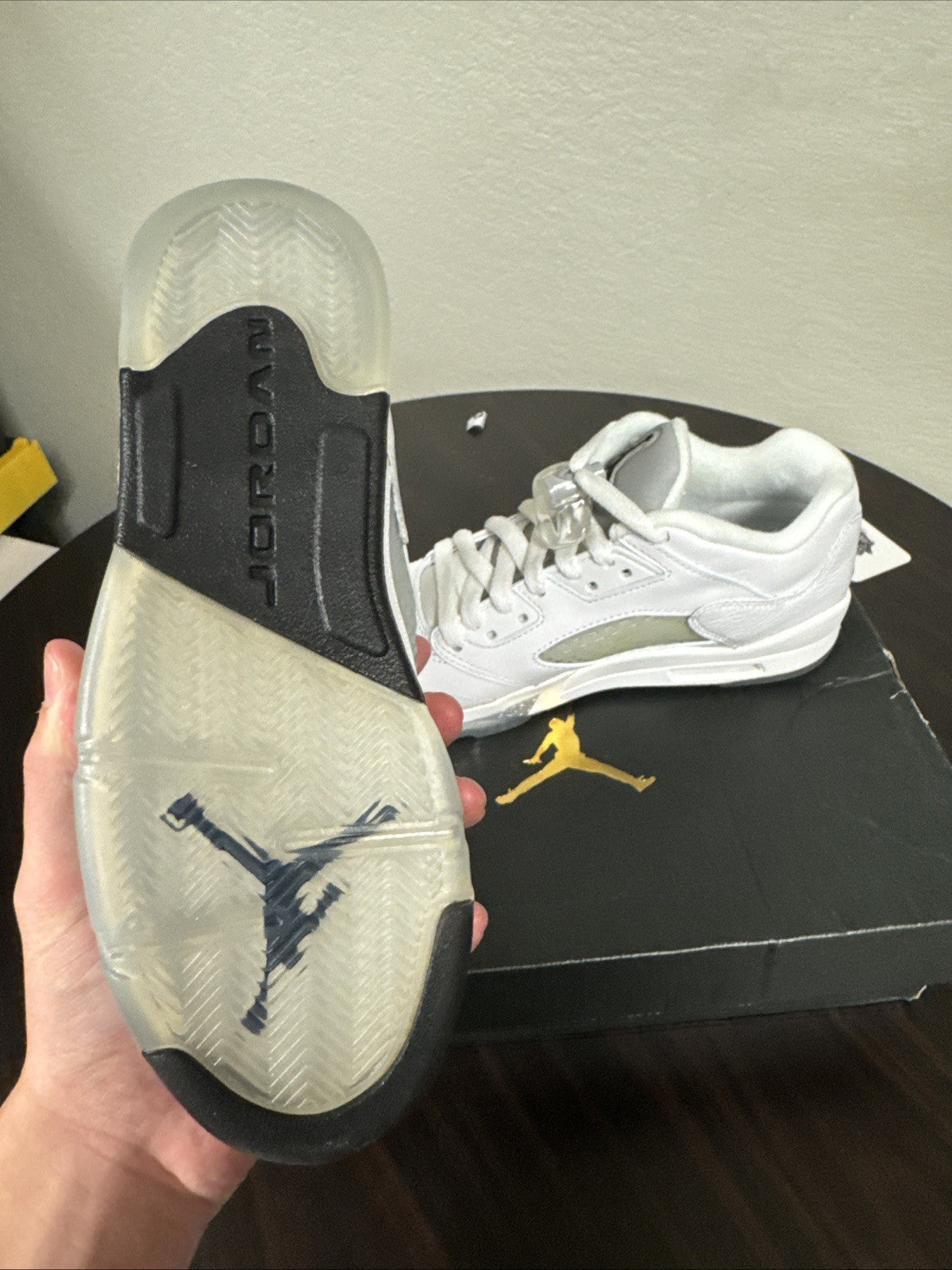 Size 5Y - Nike Air Jordan 5 Retro Low GS "White Wolf Grey"  "2015"