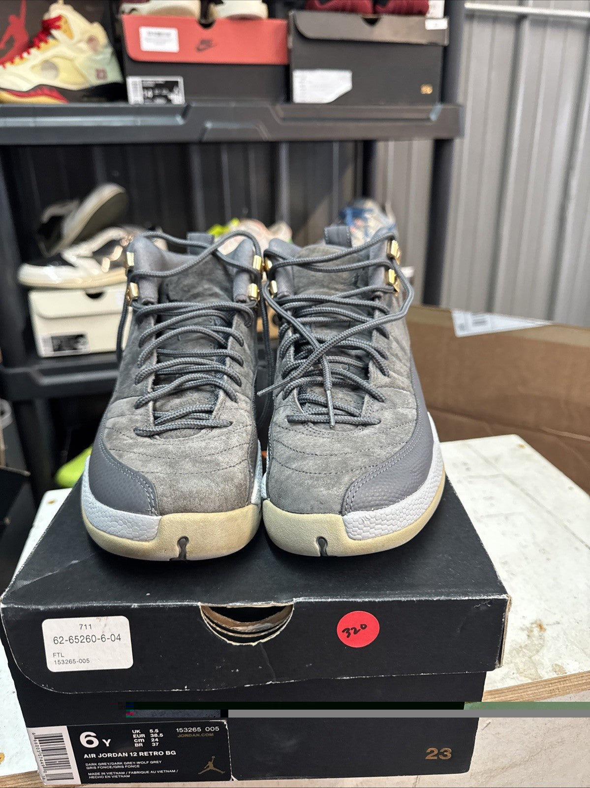 Size 6y - Nike Air Jordan 12 XII Retro GS Grey Wolf/Gold