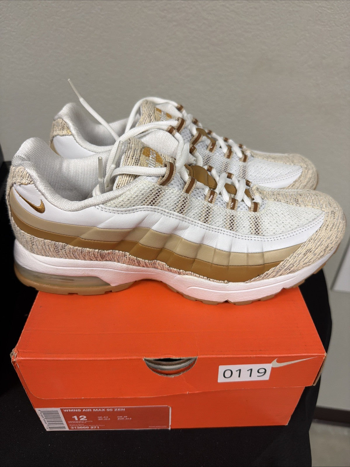 Size 12 - Air Max 95 Zen Women's Beige  Linen Brown Wheat White 2007
