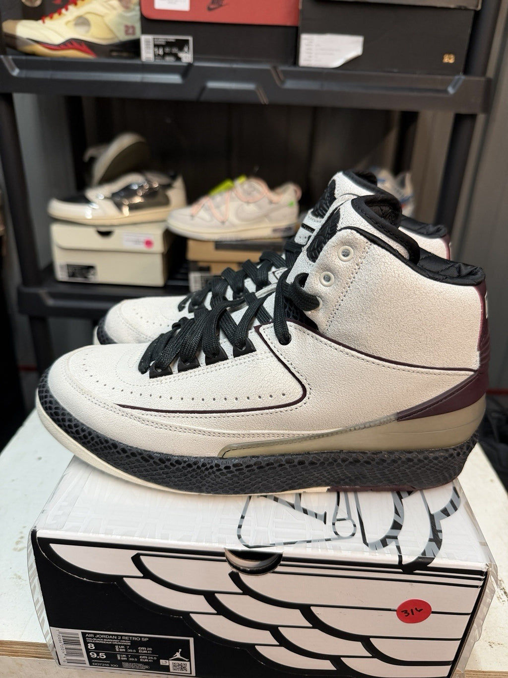 A Ma Maniere Jordan 2 Retro SP Airness Mens 8 DO7216-100 Sail Burgundy