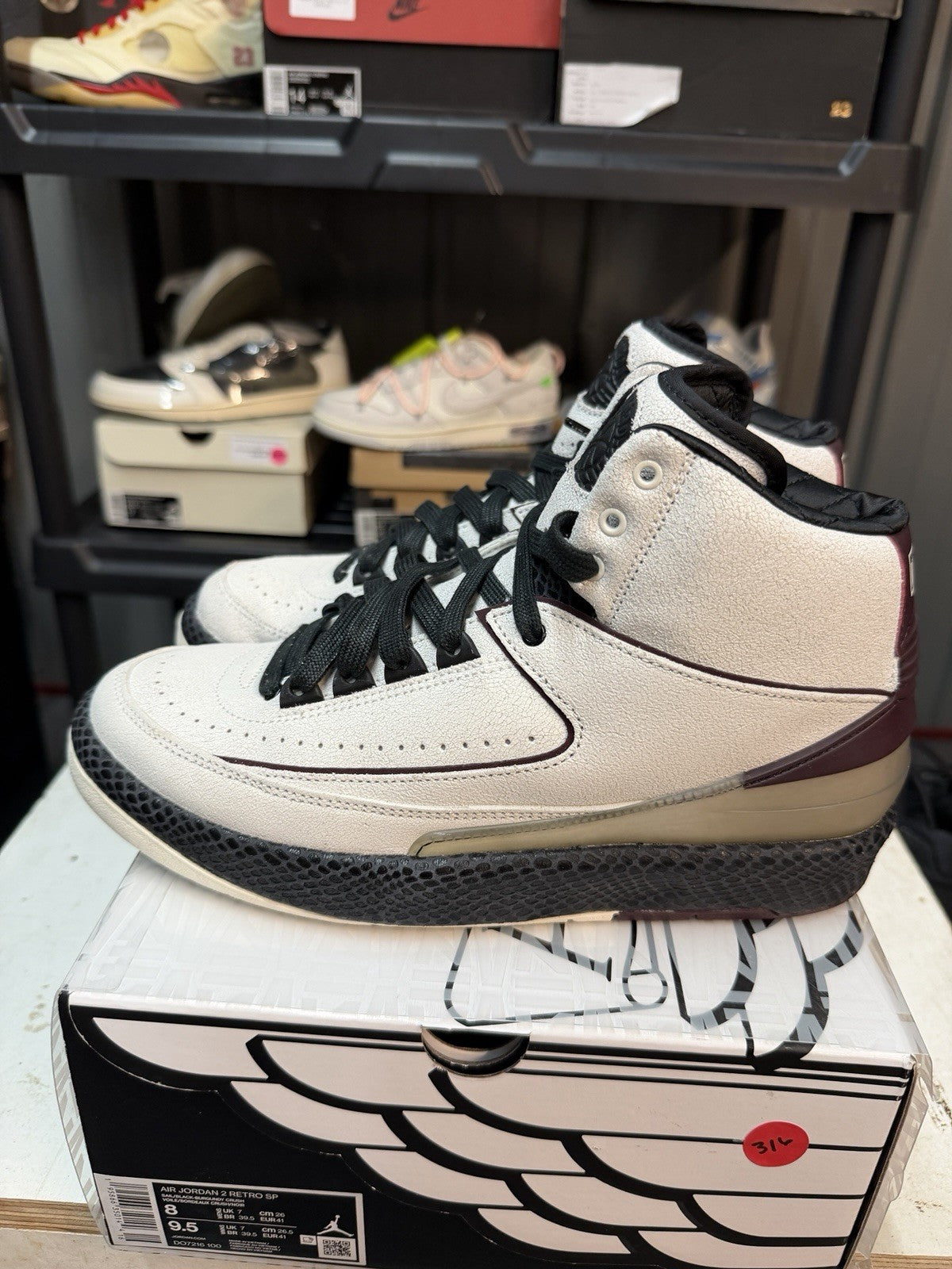 A Ma Maniere Jordan 2 Retro SP Airness Mens 8 DO7216-100 Sail Burgundy