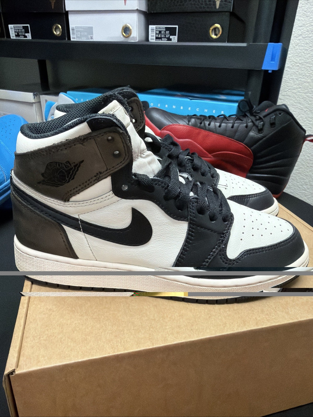 Air Jordan 1 Retro High Shoes 5Y Sail/Dark Mocha-Black-Black