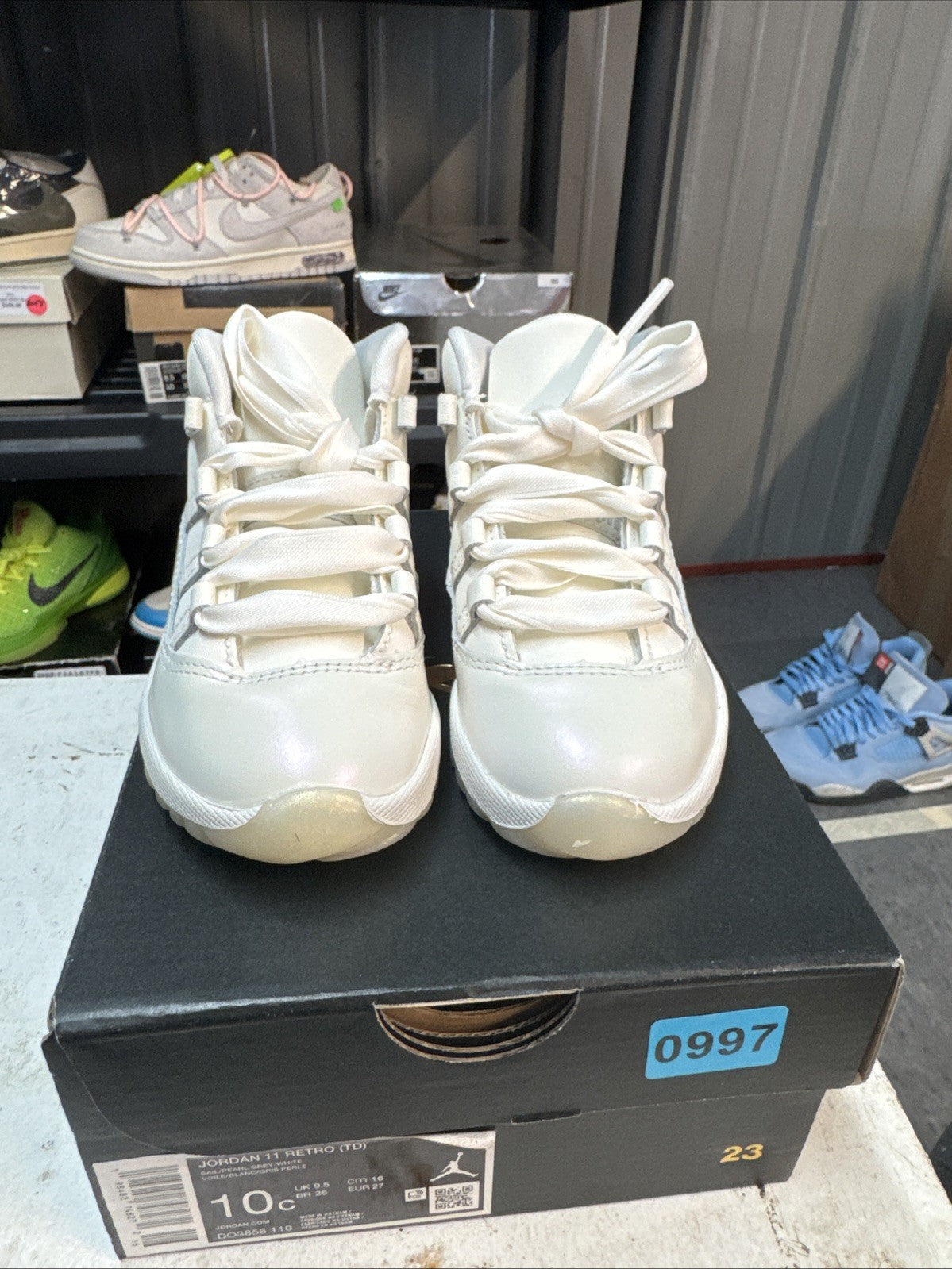 Size 10c - Jordan 11 Retro (TD) Shoes DO3856 110 Sail/Pearl/Grey/White Sz