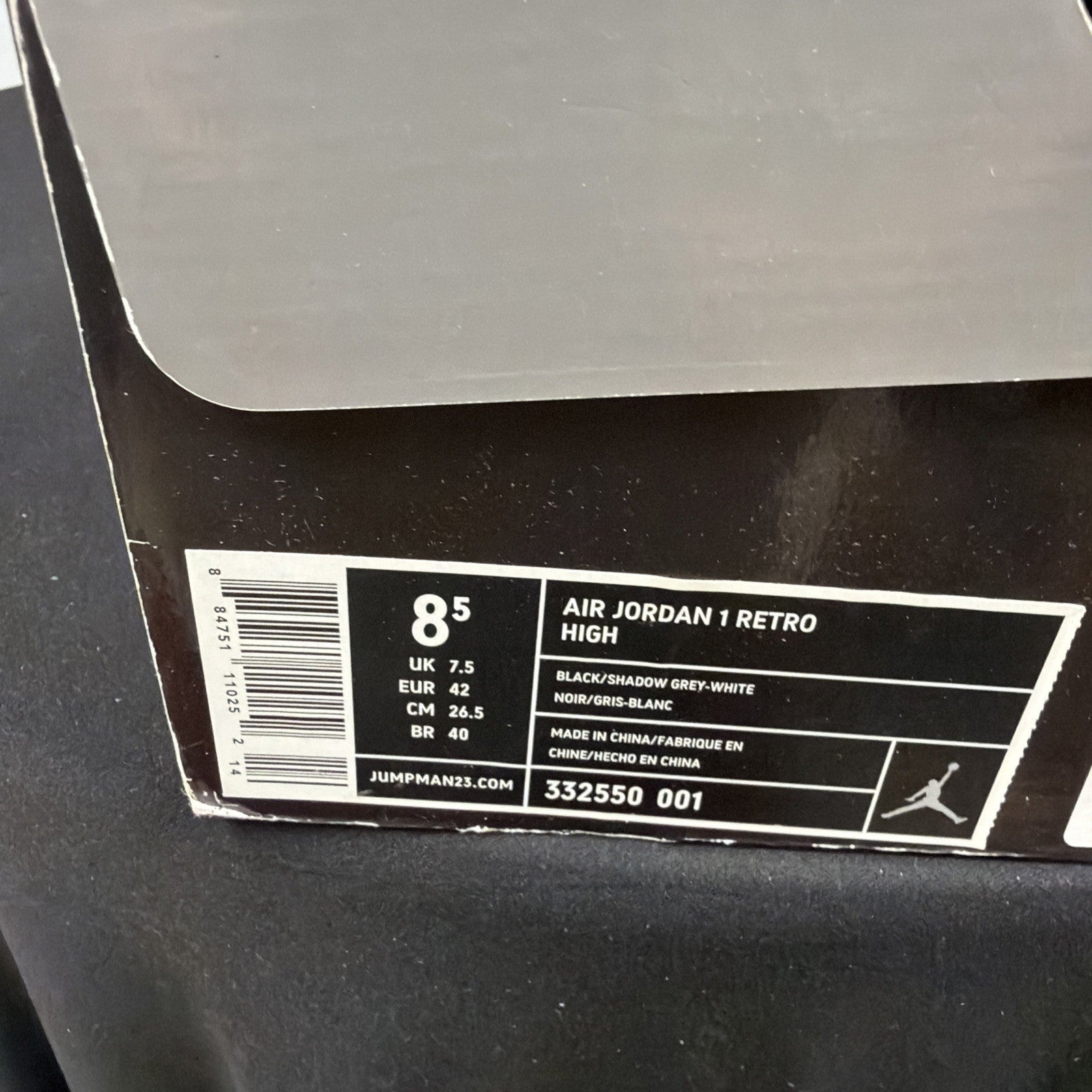 Air Jordan 1 Retro High OG 'Shadow' 2018 Size 8.5 DS NEW 555088-013