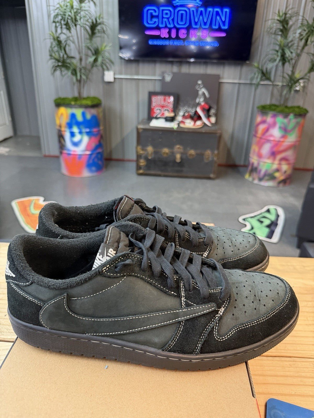 Jordan 1 Retro Low OG SP Travis Scott Black Phantom Size 14 Rep Box
