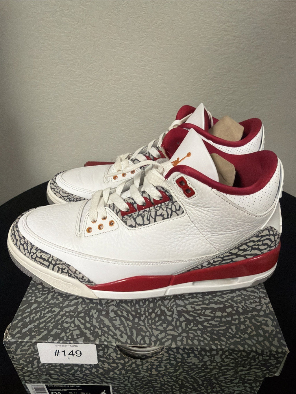 Nike Air Jordan 3 Retro Cardinal Red White Cement Grey CT8532-126 Men's Size 9.5