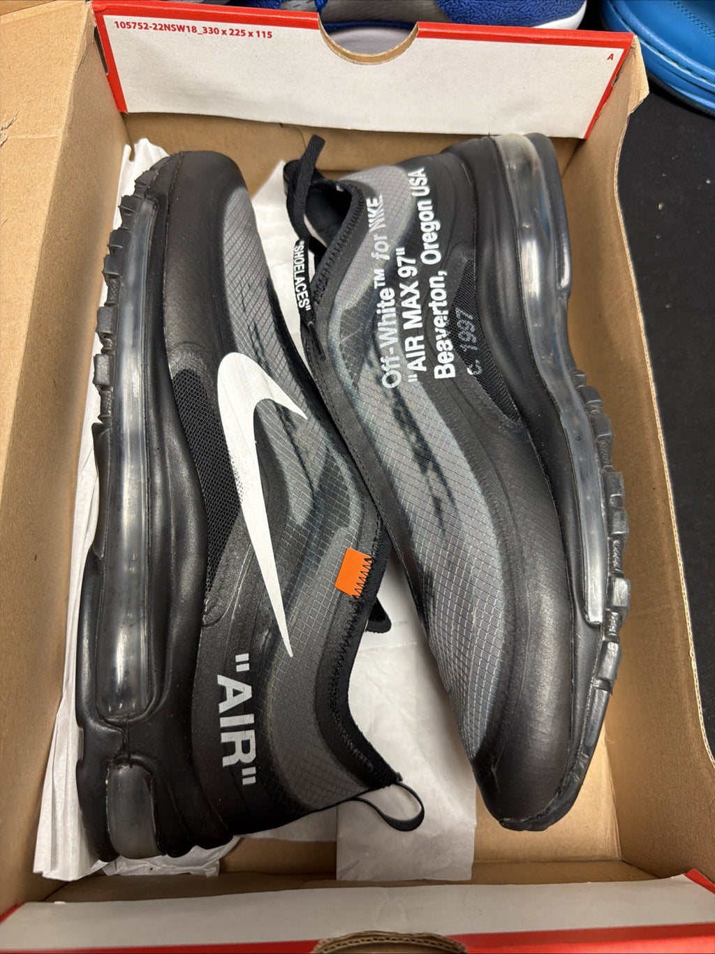 Off-White Nike Air Max 97 Black Mens Size 10 AJ4585-001 Virgil Abloh