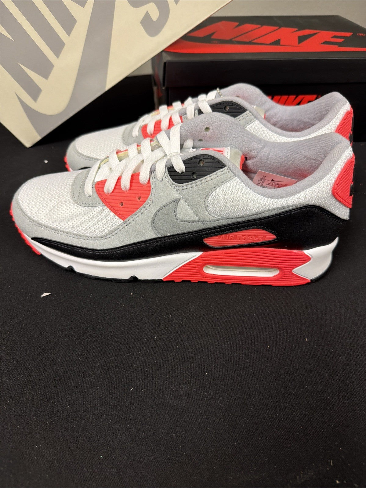 Nike Air Max 90 Infrared CT1686-100 Gray/White/Black/Pink Low Top Sneaker w/ Box