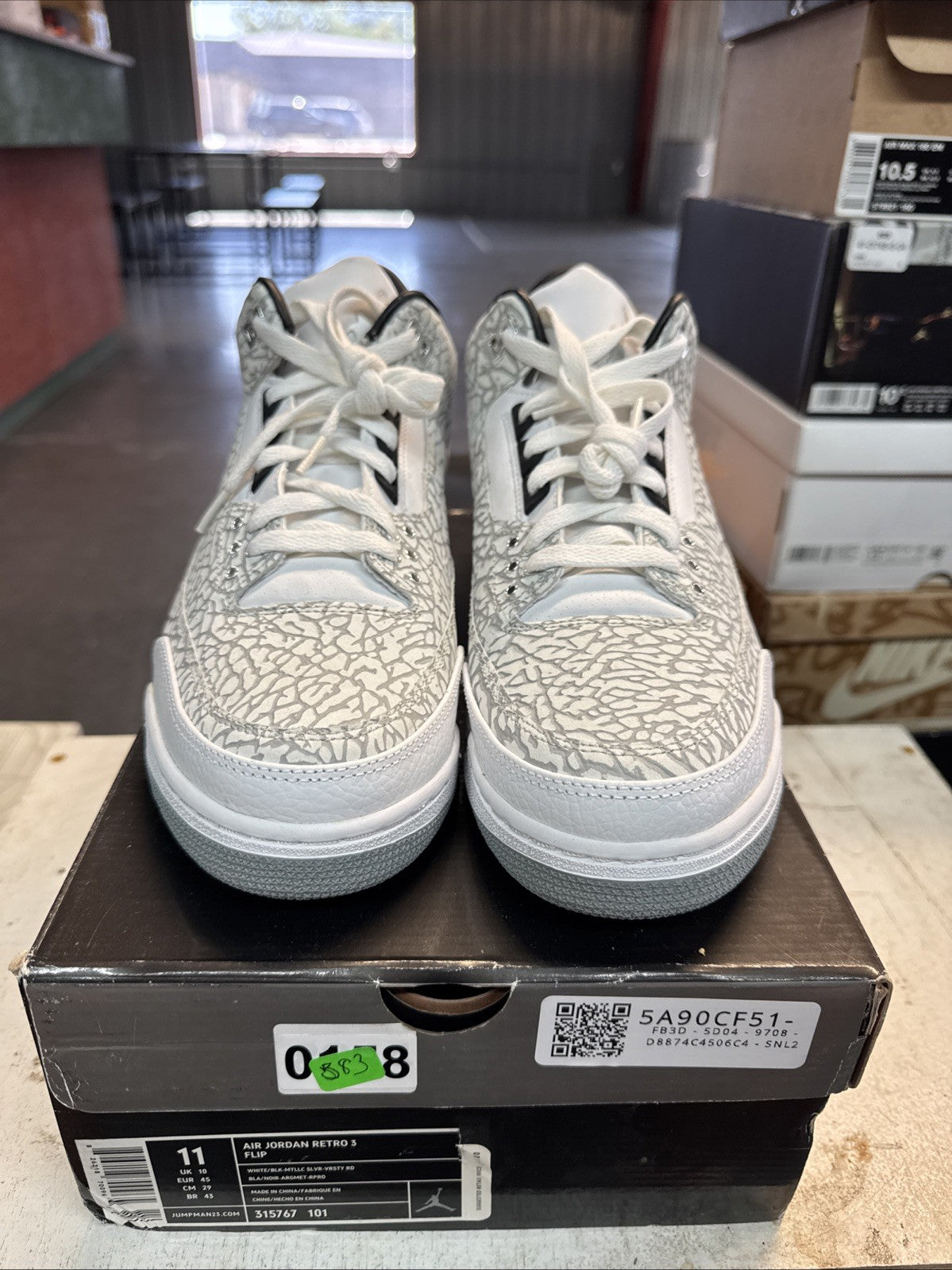 Size 11 - Nike Air Jordan 3 III Flip White Cement Elephant Print 2007
