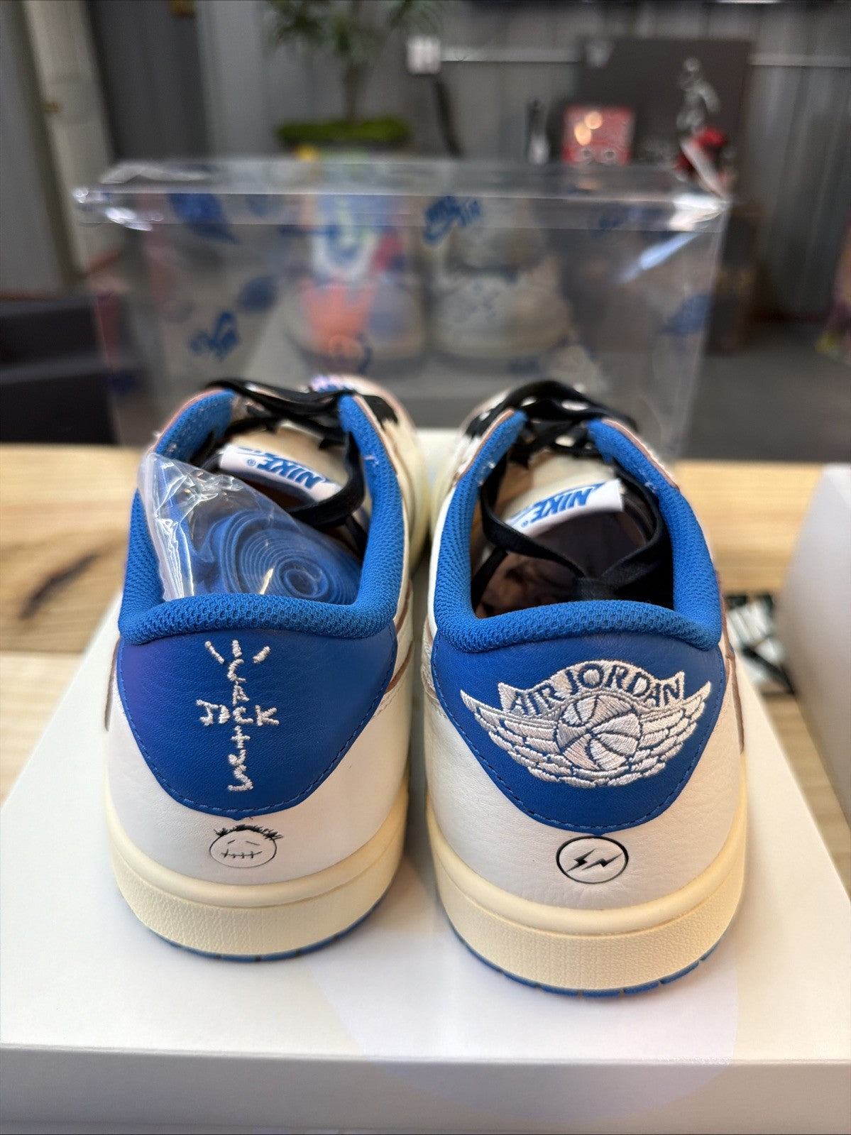 Jordan 1 Retro Low OG SP Fragment x Travis Scott Sail Military Blue Size 11