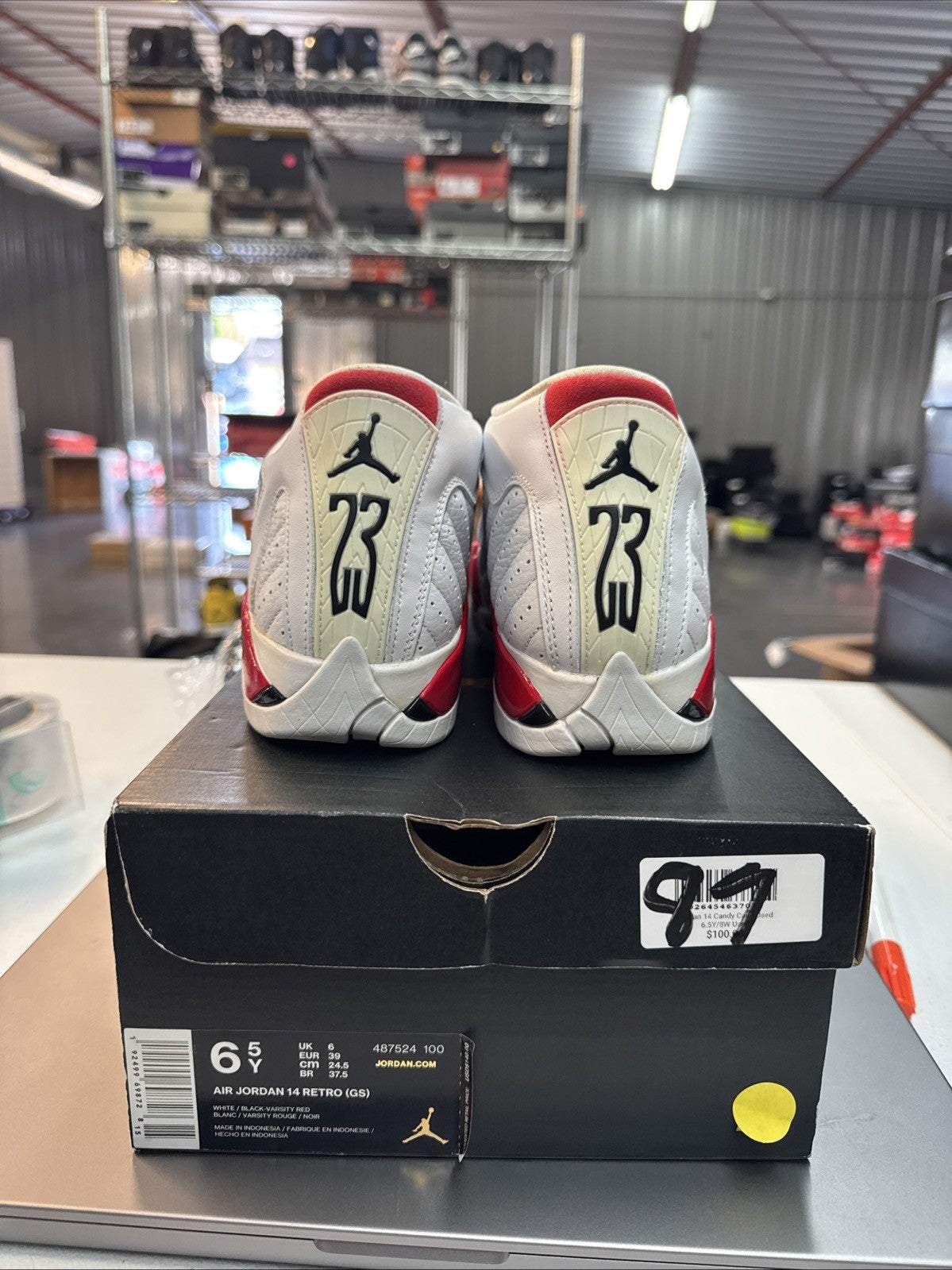 Size 6.5 Y Nike Air Jordan 14 XIV Retro GS Candy Cane Sneakers