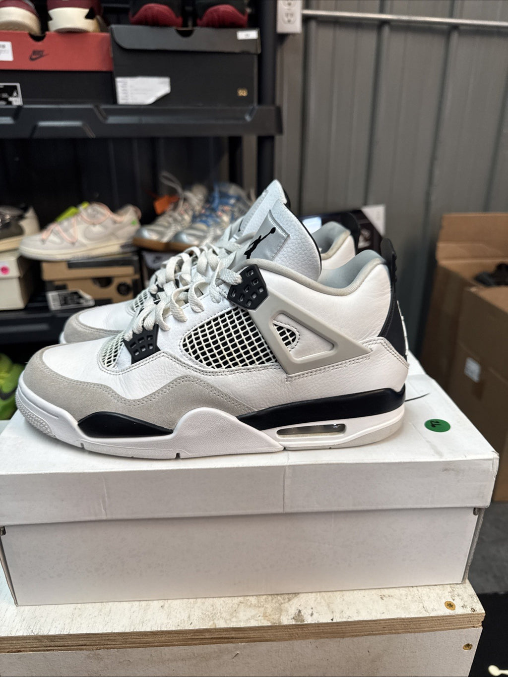 Size 10 - Jordan 4 Retro White and Black ‘Military Black’