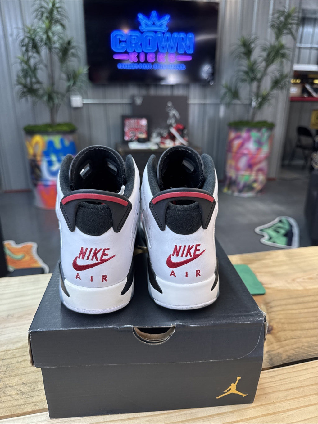 Size 7y - Nike Kids Jordan 6 Retro White Carmine Black