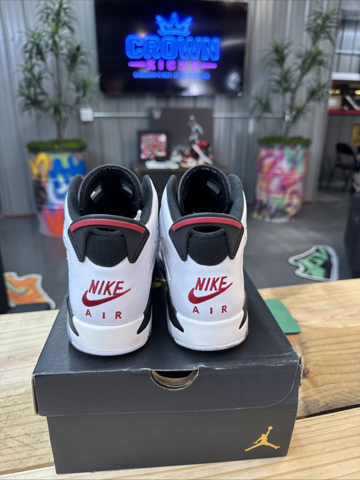 Size 7y - Nike Kids Jordan 6 Retro White Carmine Black
