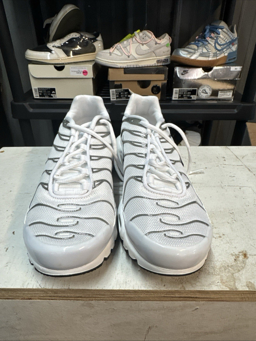 Size 8.5 - Nike AirMax Plus. White /Metallic Silver | No Box