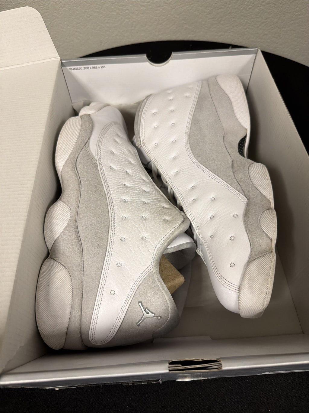 Men's 13 Air Jordan 13 Retro Low Pure Money White on Gray Silver Used Look New