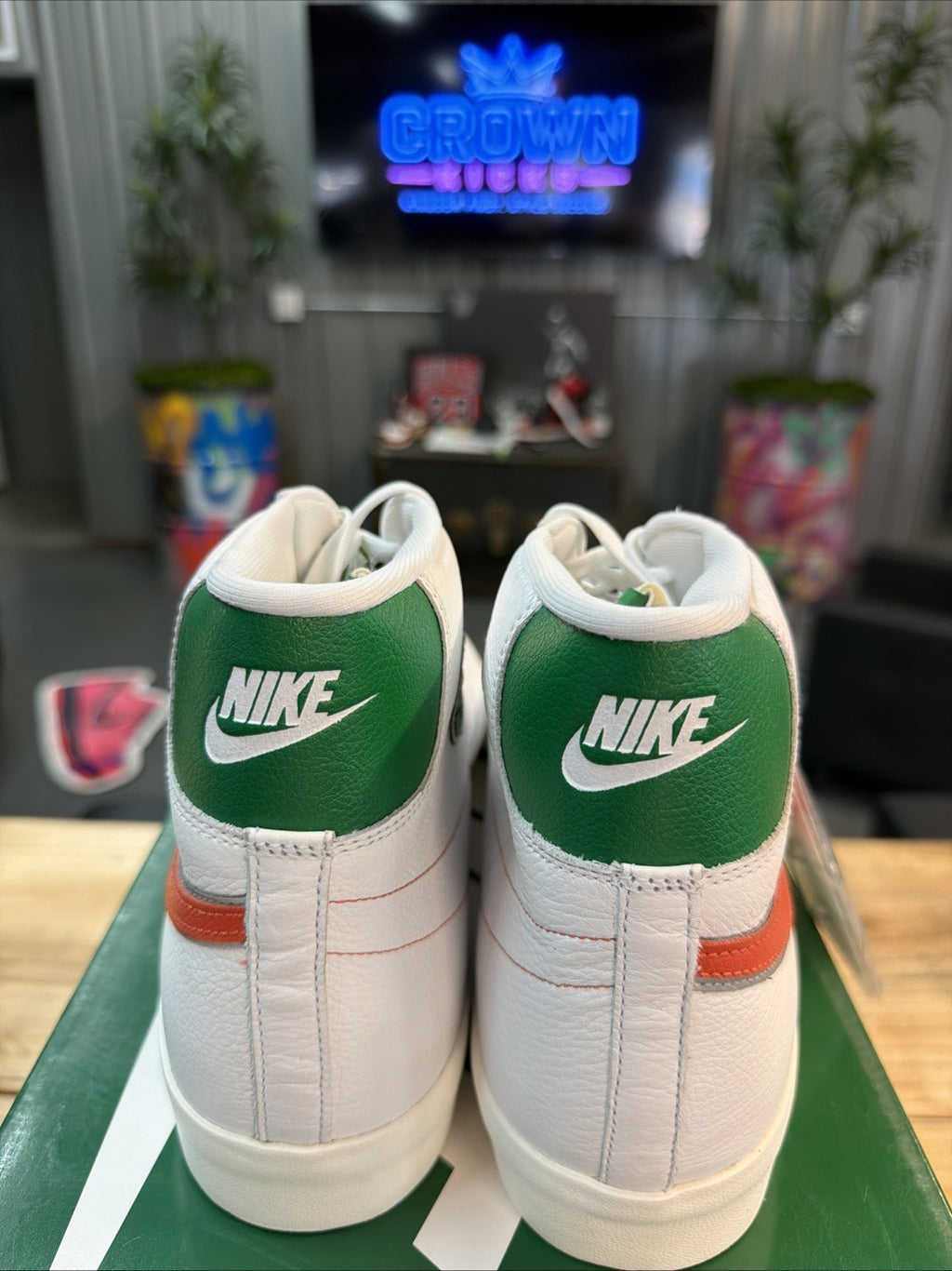 Nike Blazer size 14. White Green Stranger Things Hawkins High School CJ6101-100.