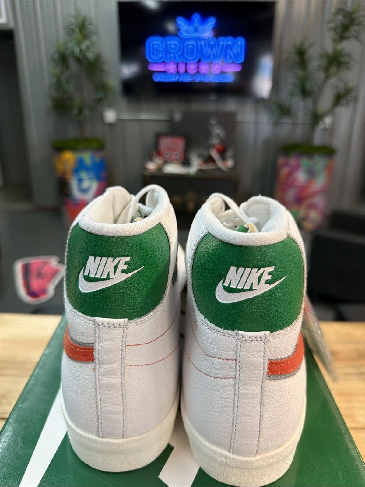 Nike Blazer size 14. White Green Stranger Things Hawkins High School CJ6101-100.
