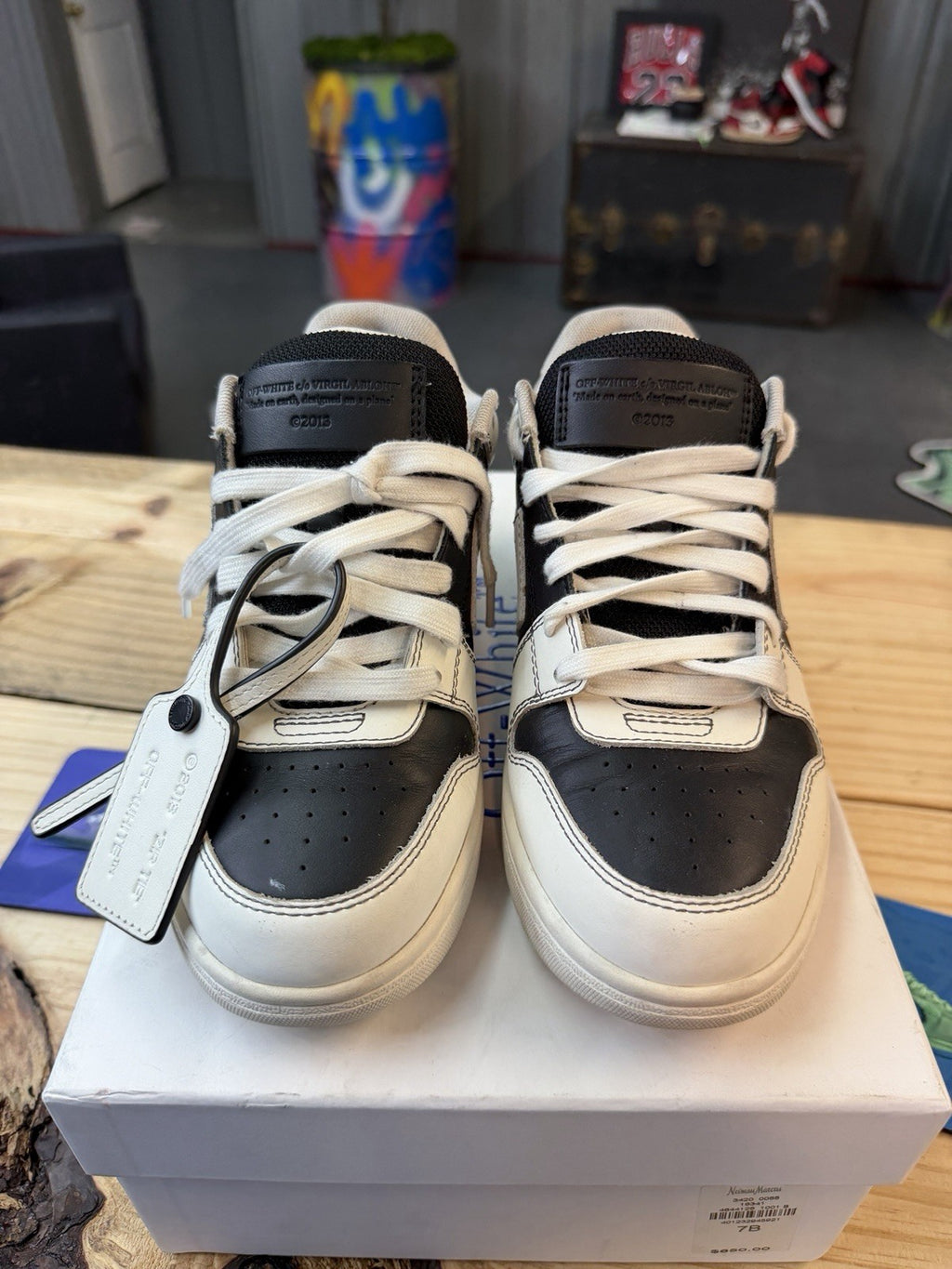 NEW! Off White Out-Of-Office Black on White Sneakers Shoes Size 39 (7)