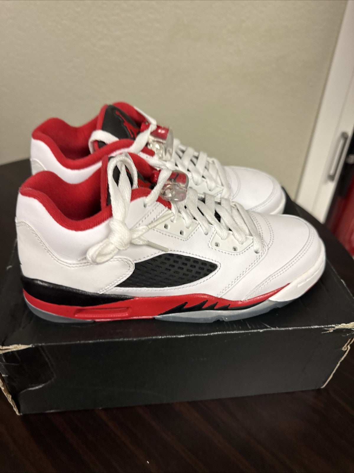 Jordan Air Jordan 5 Retro Low GS White Red Black Boys Sneakers US Size 5Y