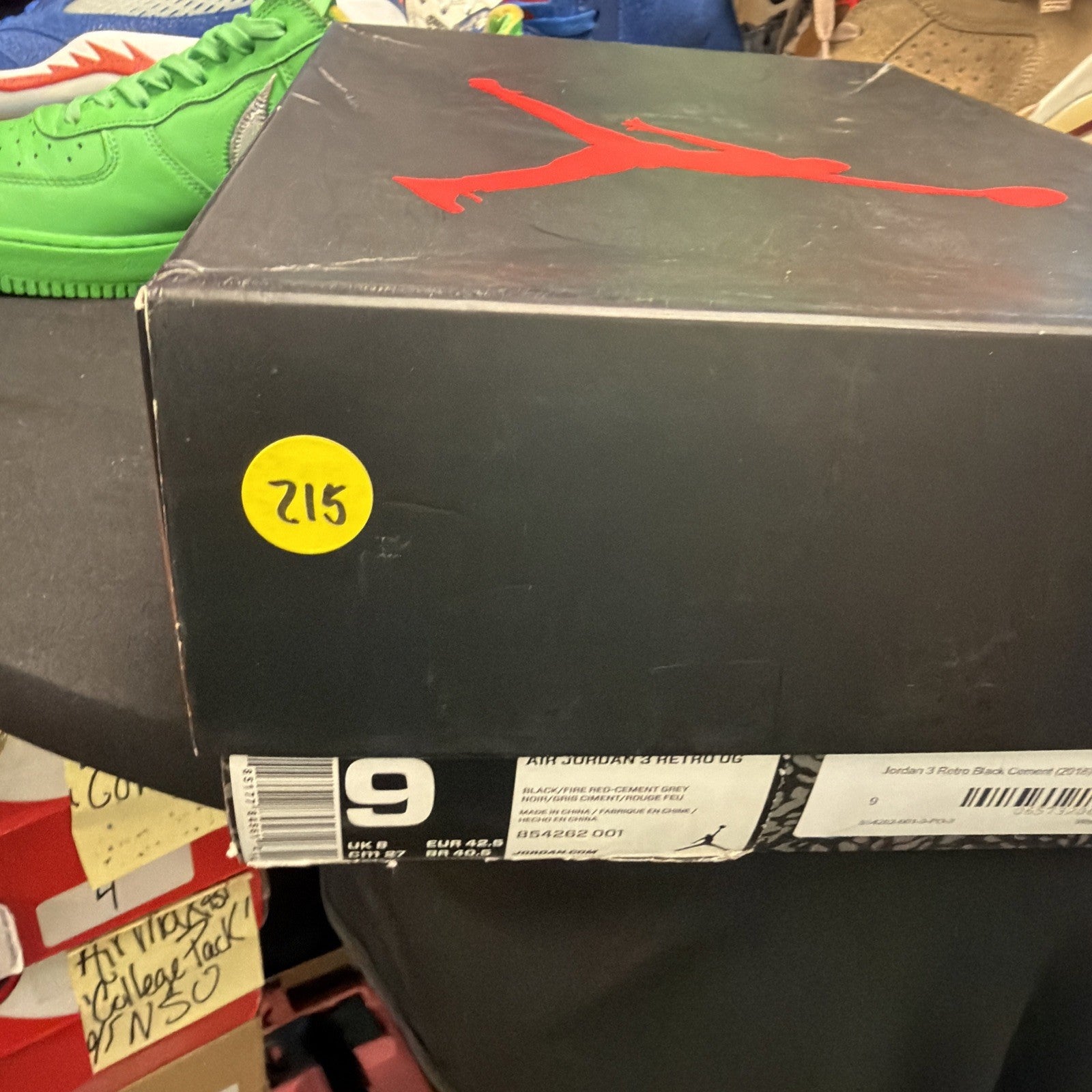 Jordan Air Jordan 3 Retro OG Black Cement 2018 Size 9 Sneaker 854262-001 (215)