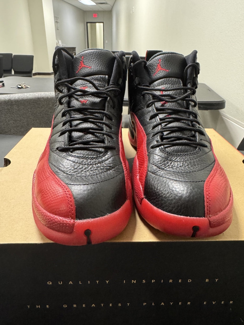 Jordan Air Jordan 12 Flu Game Black Red High Top Men's Basketball Sneakers
